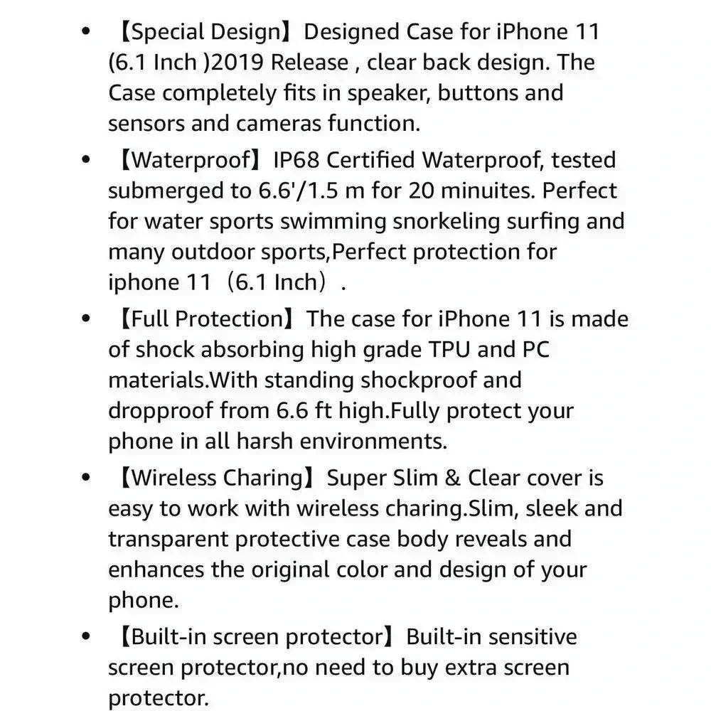 Waterproof Case For iPhone 11‎ 6.1” Built-in Screen Protector Full-Body Rugged